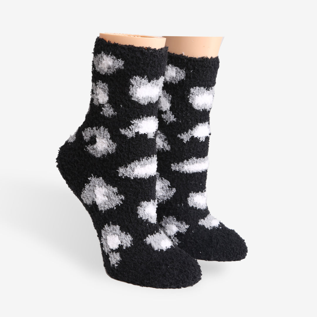JCS105 - LEOPARD PRINT LUXURY SOFT MINI-CREW SOCKS - 6PC SET
