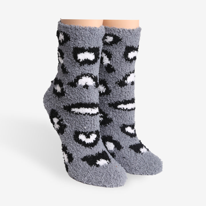 JCS105 - LEOPARD PRINT LUXURY SOFT MINI-CREW SOCKS - 6PC SET