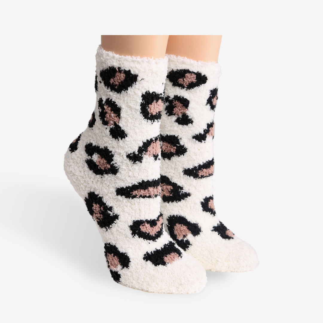JCS105 - LEOPARD PRINT LUXURY SOFT MINI-CREW SOCKS - 6PC SET
