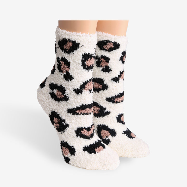 JCS105 - LEOPARD PRINT LUXURY SOFT MINI-CREW SOCKS - 6PC SET
