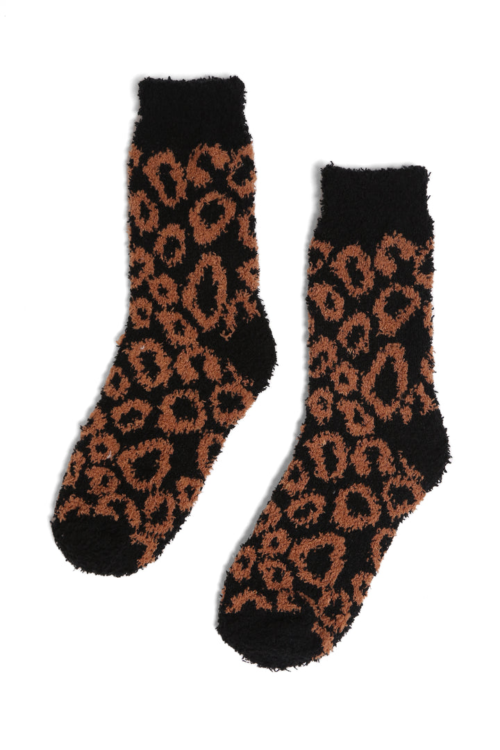 JCS107 - LEOPARD PRINT LUXURY SOFT MINI-CREW SOCKS - 6PC SET