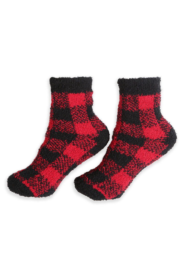 JCS113 - BUFFALO CHECK PATTERN LUXURY SOFT MINI-CREW SOCKS - 6PC SET