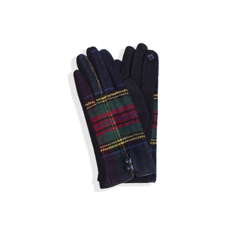 JG599 - One Dozen Ladies Plaid Printed Screen-touch Gloves