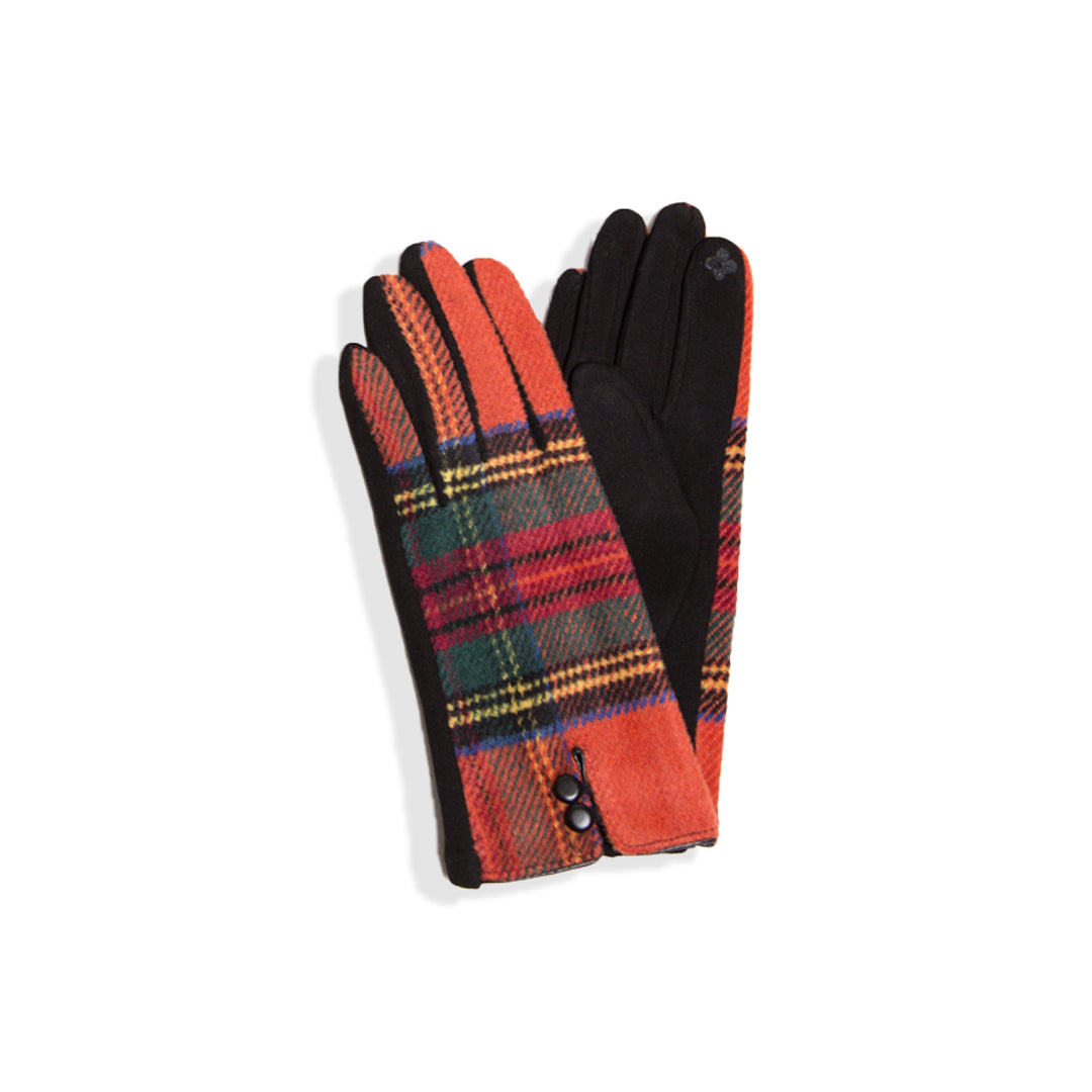 JG599 - One Dozen Ladies Plaid Printed Screen-touch Gloves