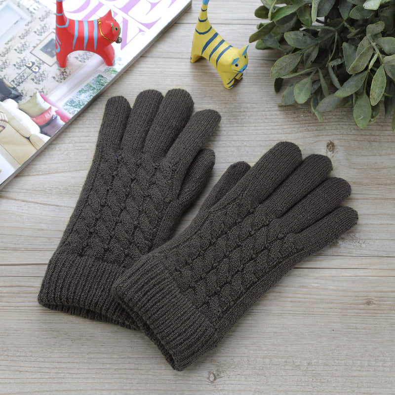 JG622 - One Dozen Ladies Knit Double Layer Fur Lining Knit Gloves