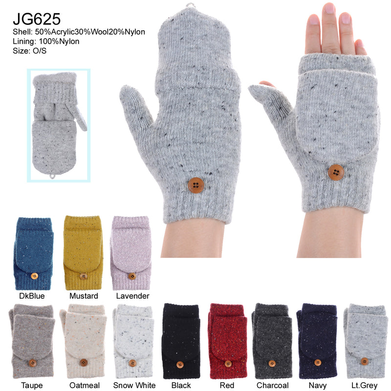 JG625 - One Dozen Ladies Convertible Fingerless Gloves