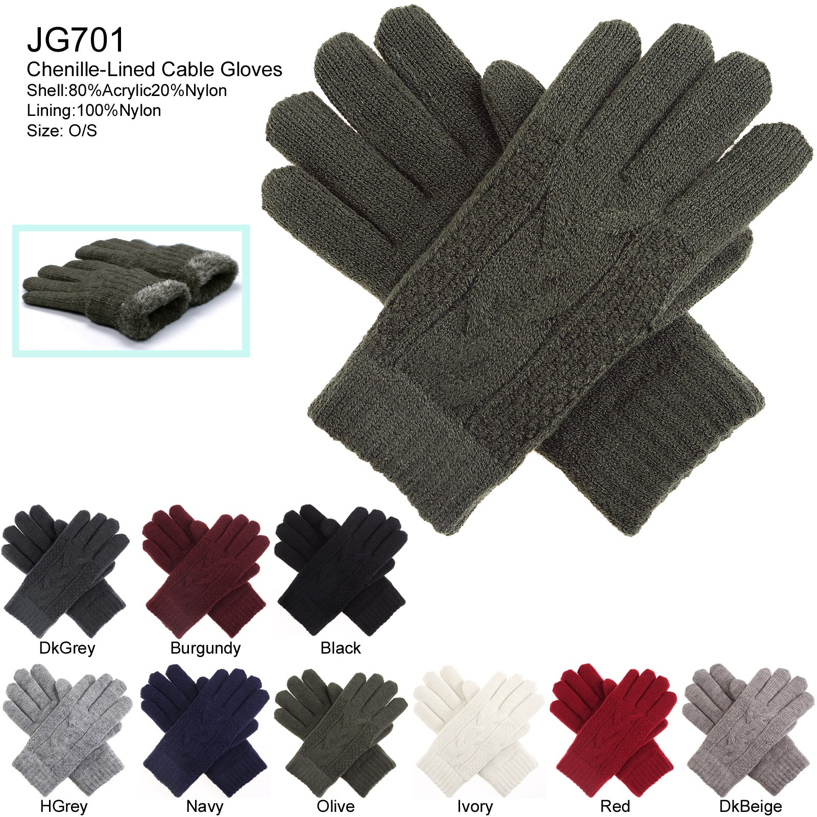 JG701 - One Dozen Ladies Double Layer Lining Kint Gloves