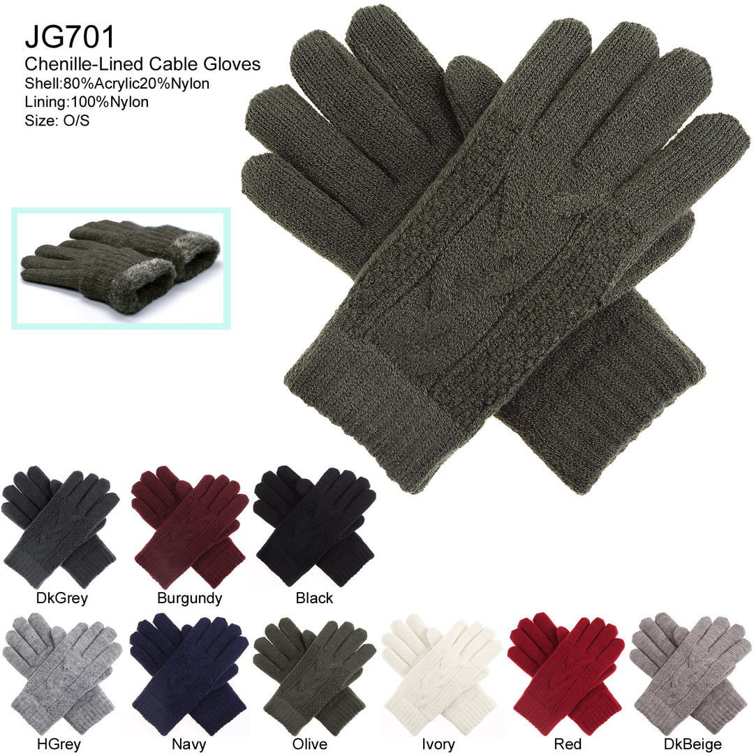 JG701 - One Dozen Ladies Double Layer Lining Kint Gloves