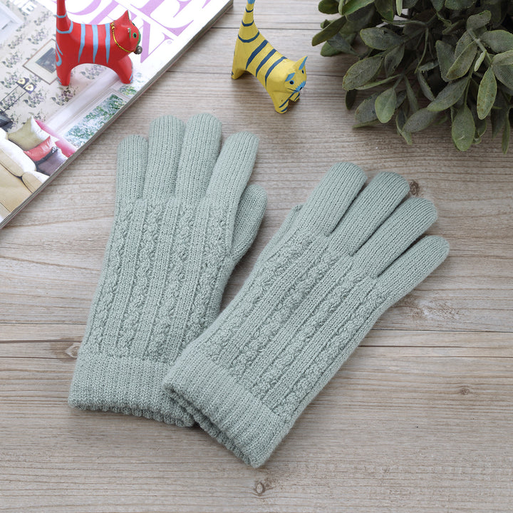 JG702 - One Dozen Ladies Solid Double Layer Fur Lining Knit Gloves