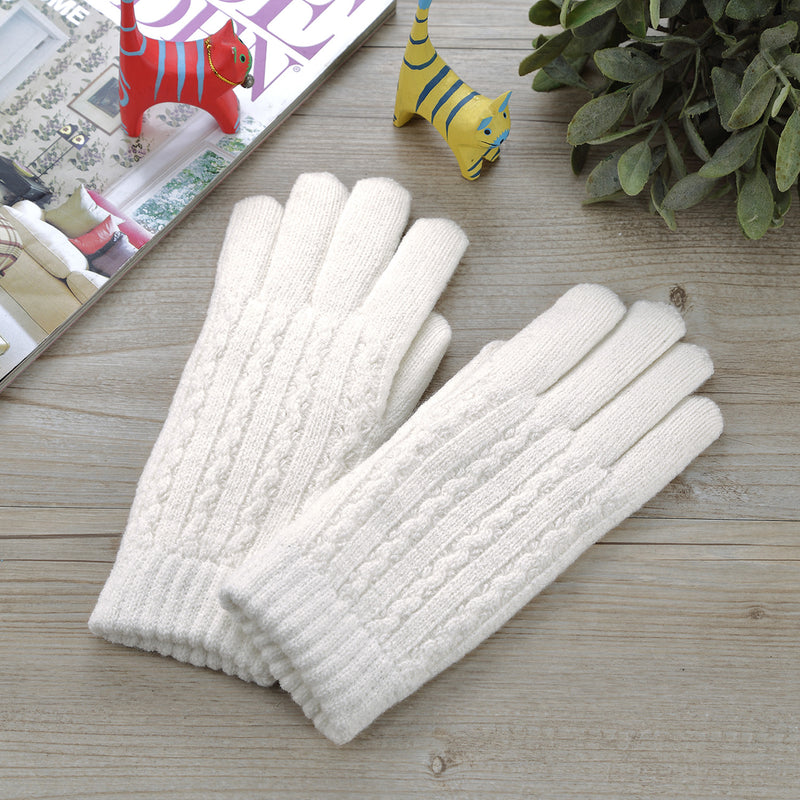 JG702 - One Dozen Ladies Solid Double Layer Fur Lining Knit Gloves