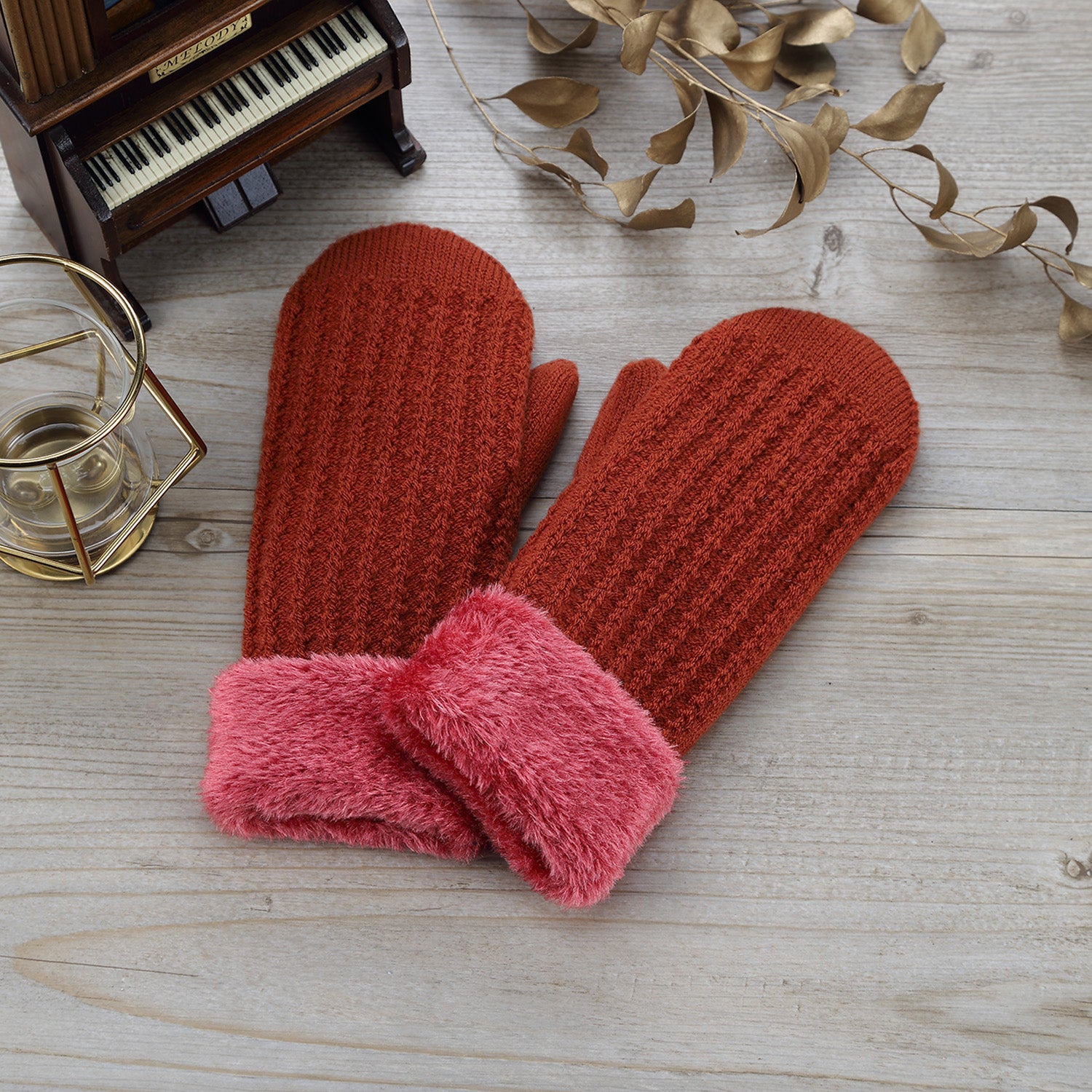 JG715M - One Dozen Toasty Warm Fleece Lined Knit Mittens Gloves