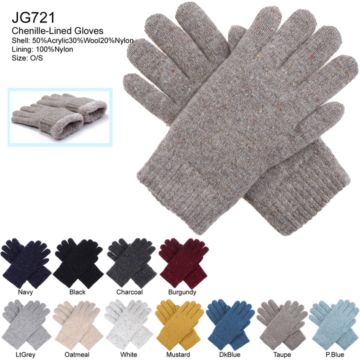 JG721 - One Dozen Ladies Toasty Warm Plush fleece Lined Knit Glove in Glitter