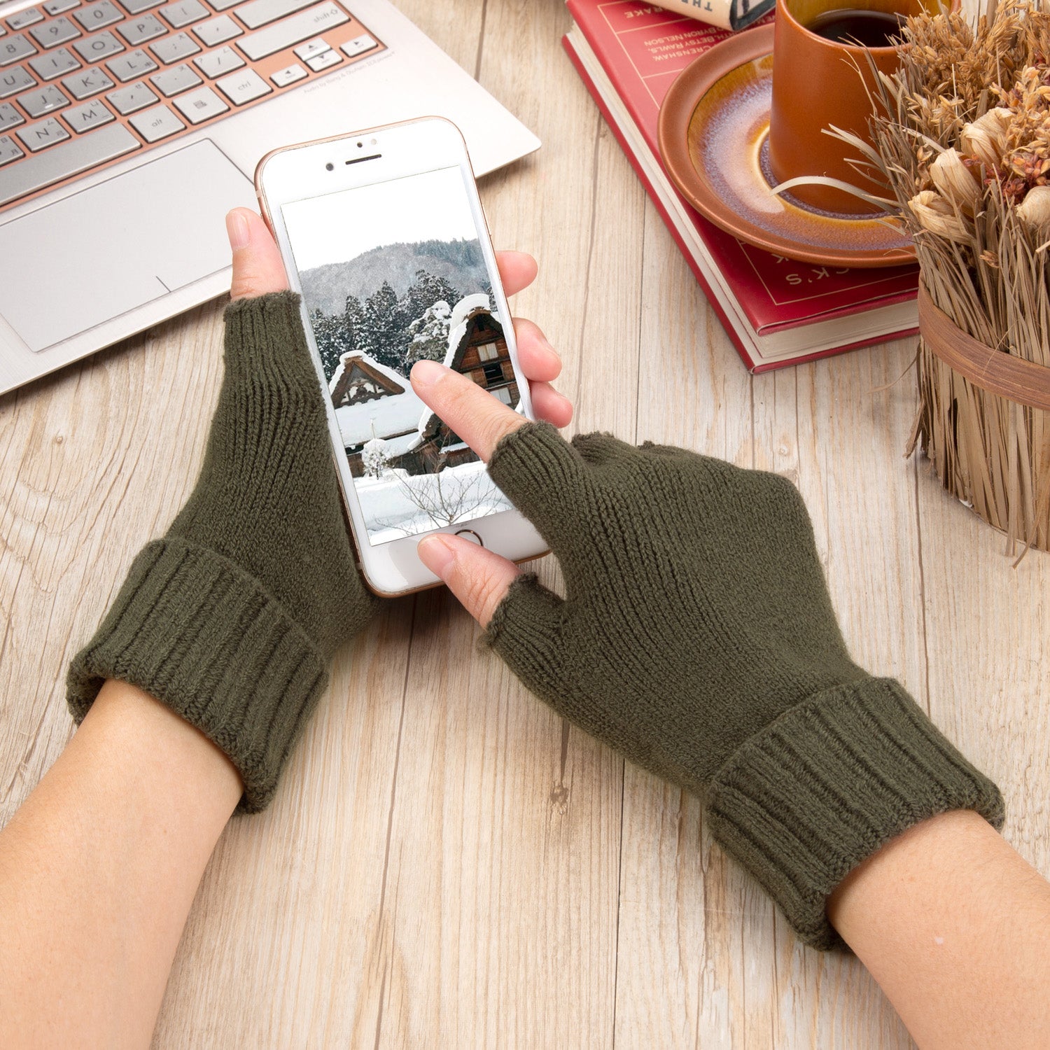 JG730 - One Dozen Unisex Everyday Soft Solid Knitted Half Finger Fingerless Gloves