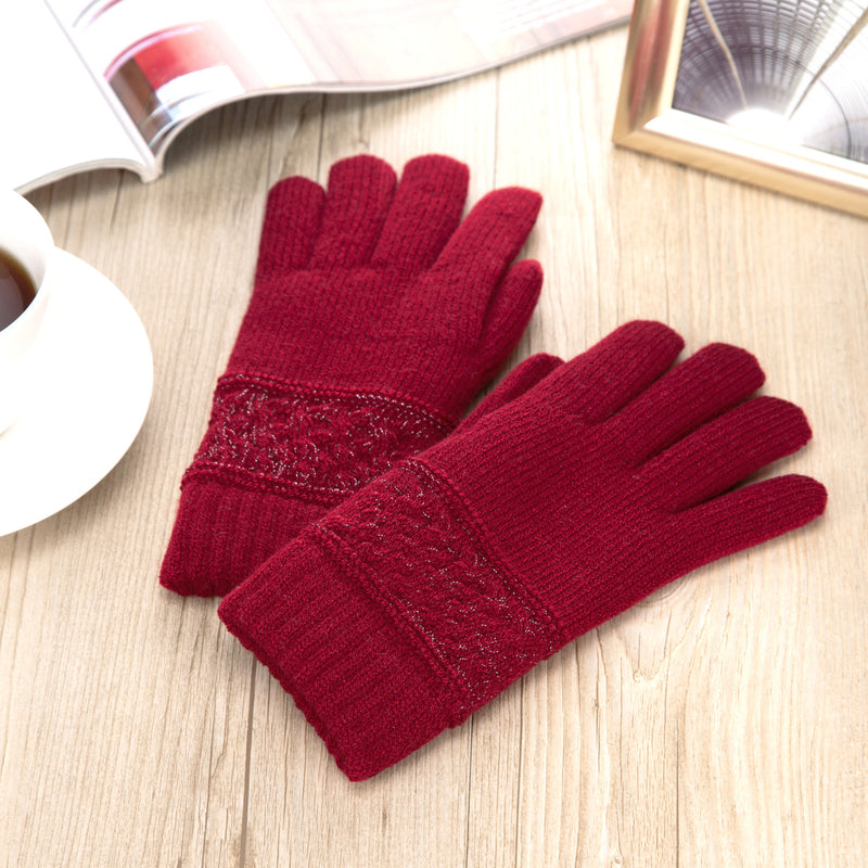 JG731 - One Dozen Ladies Double Layer Lining Knit Gloves