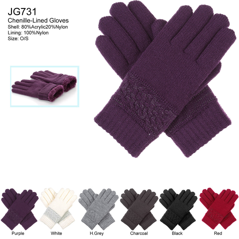JG731 - One Dozen Ladies Double Layer Lining Knit Gloves