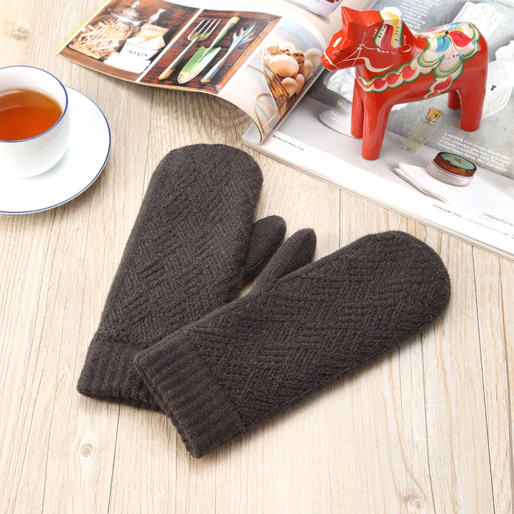 JG733M - One Dozen Toasty Warm Chevron Fleece Lined Knit Mittens Gloves
