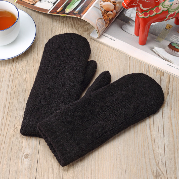 JG734M - One Dozen Toasty Warm Solid Cable Fleece Lined Knit Mittens Gloves