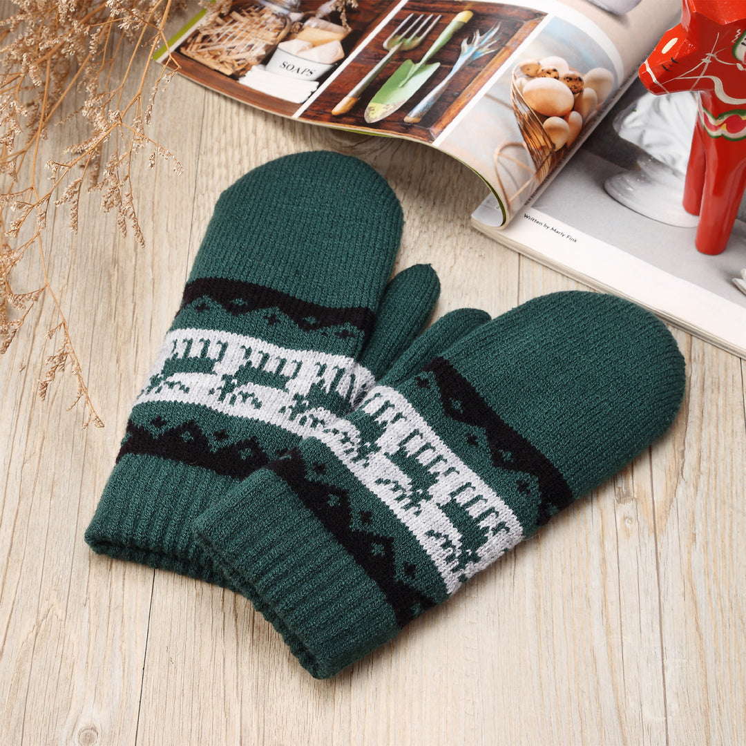 JG735M - One Dozen Toasty Warm Snowflake Fleece Lined Knit Mittens Gloves