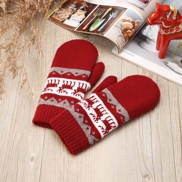 JG735M - One Dozen Toasty Warm Snowflake Fleece Lined Knit Mittens Gloves