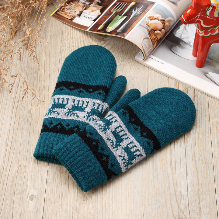 JG735M - One Dozen Toasty Warm Snowflake Fleece Lined Knit Mittens Gloves