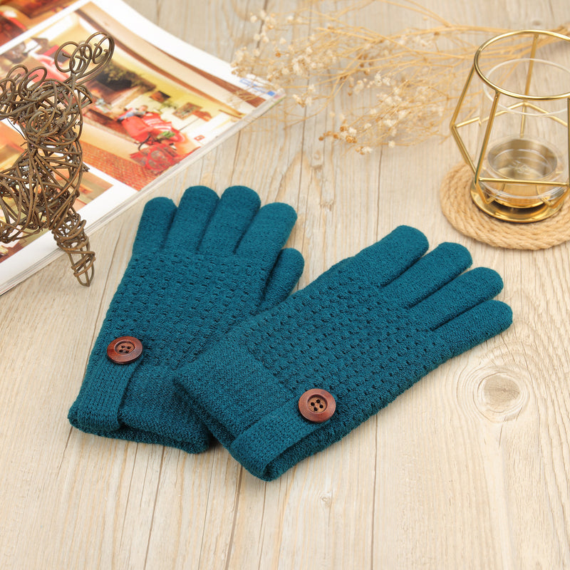 JG738 - One Dozen Ladies Solid Double Layer Fur Lining Knit Gloves