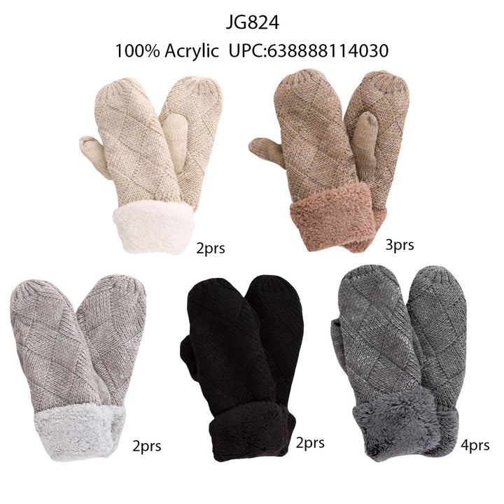 JG824 - One Dozen Ladies Mitten Gloves