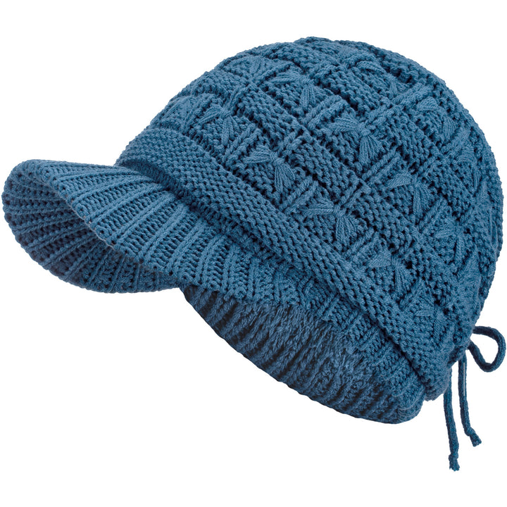 JH510 - One Dozen Winter Chic Cable Warm Fleece Lined Crochet Knit Hat W/Visor Newsboy Cabbie Cap