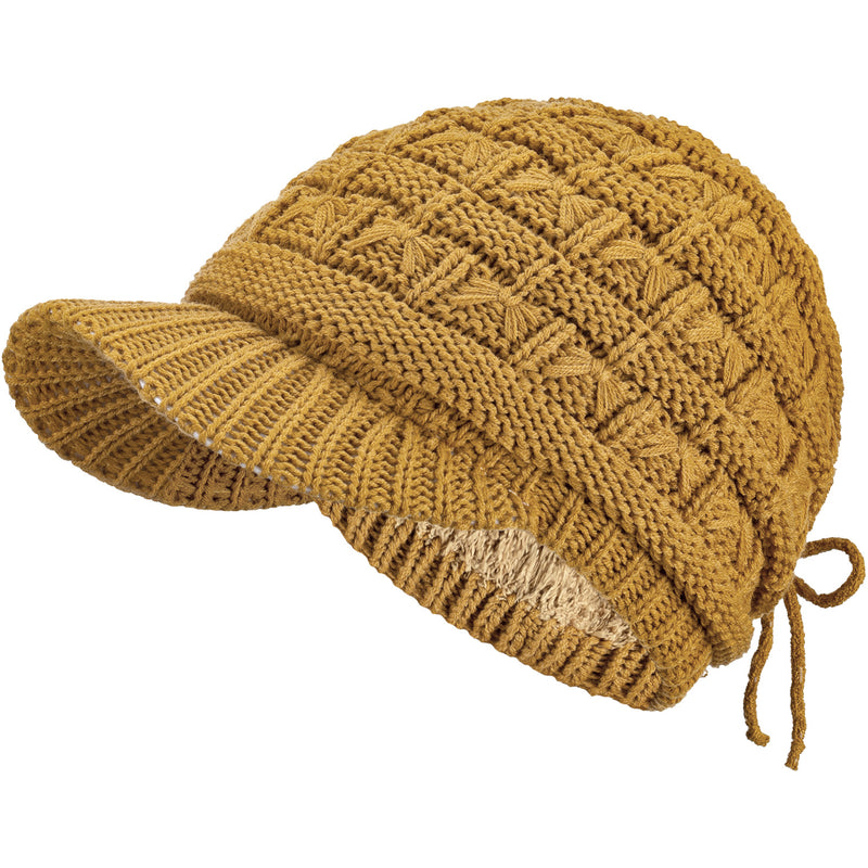 JH510 - One Dozen Winter Chic Cable Warm Fleece Lined Crochet Knit Hat W/Visor Newsboy Cabbie Cap