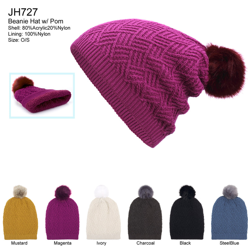 JH727 - Pattern Knit Beanie Hats