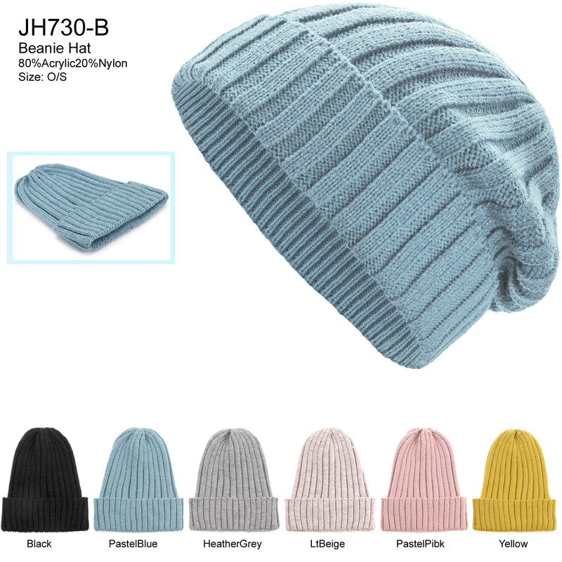 JH730B - Solid Knit Beanie Hats