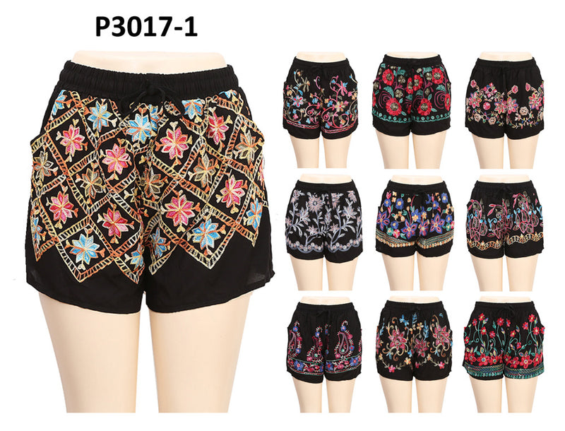 P3017-3 - One Dozen Waistband Shorts w/ Adjustable String Tie