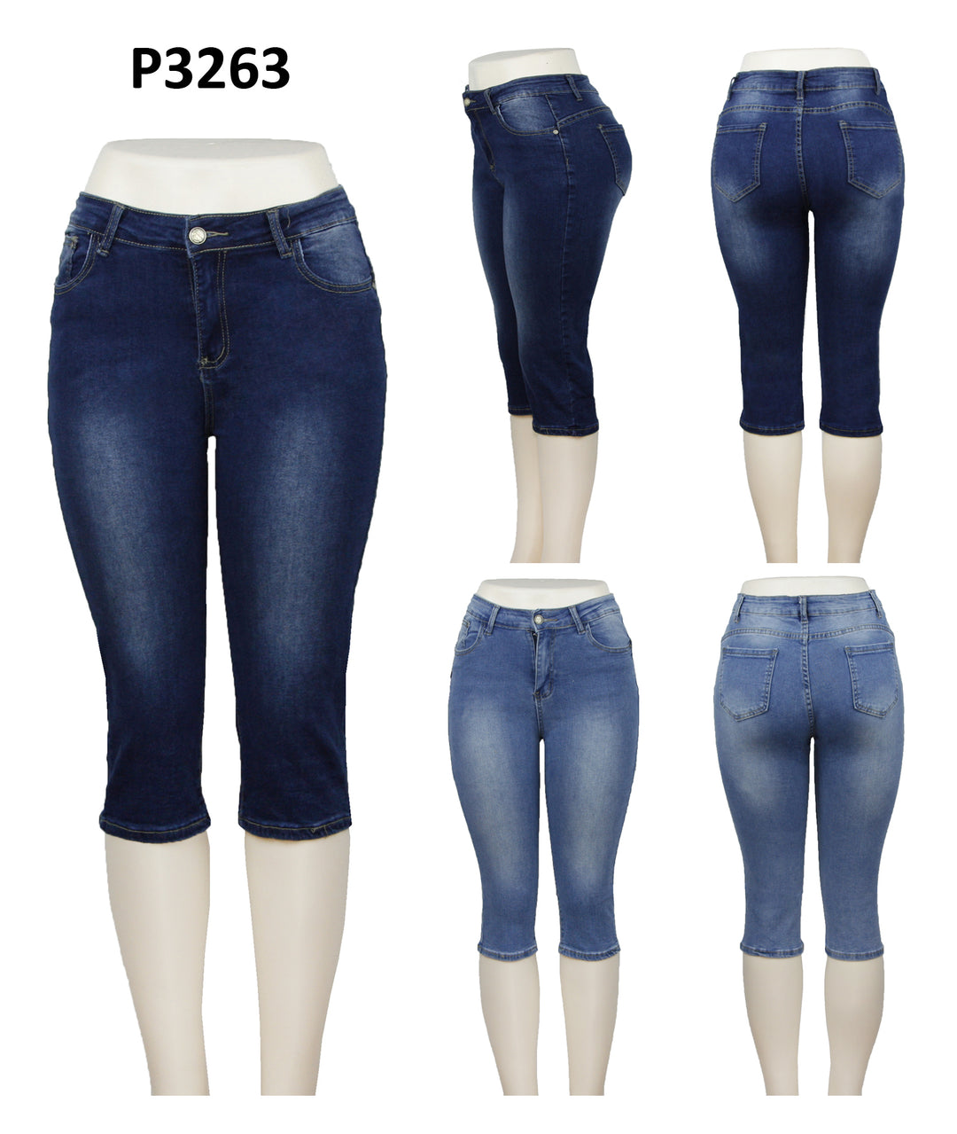 P3263 - One Dozen Denim Capri Legging (Asst Size)