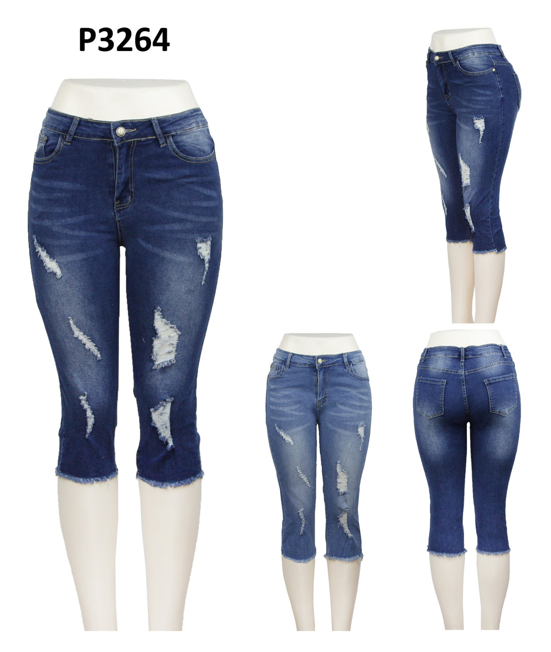 P3264 - One Dozen Denim Capri Legging (Asst Size)