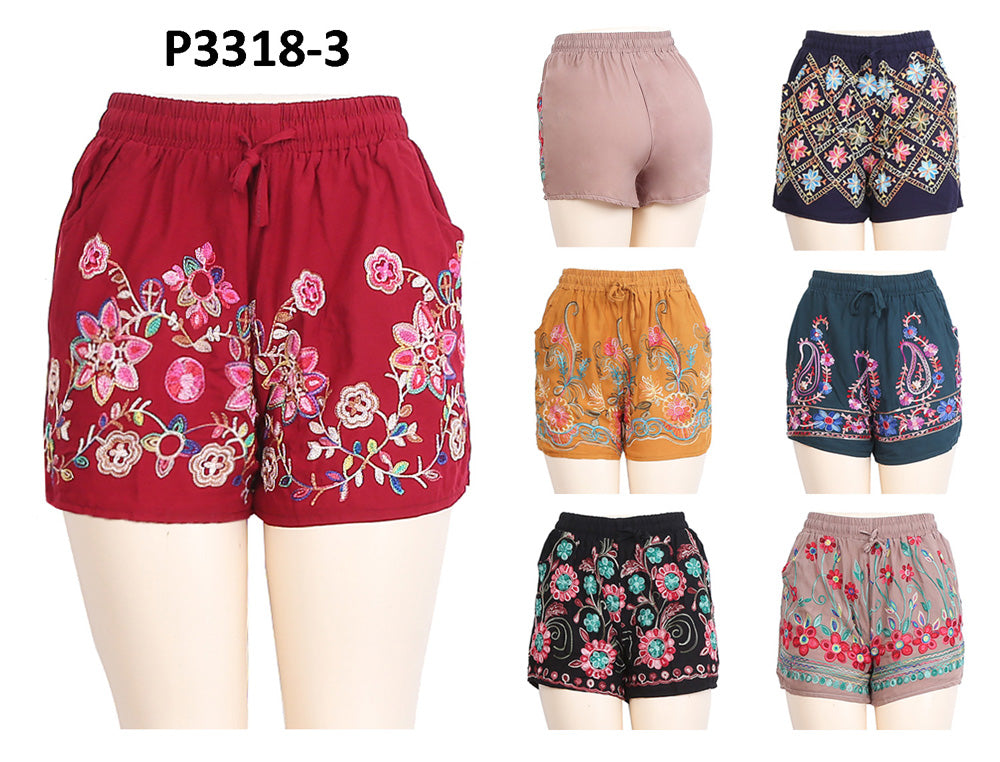 P3318-3 - One Dozen Waistband Shorts w/ Adjustable String Tie