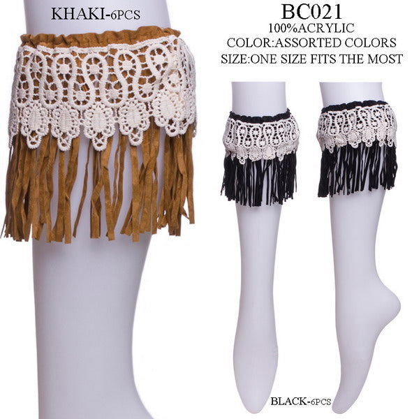 BC021 - One Dozen Tassels Boot Cuff with Lace