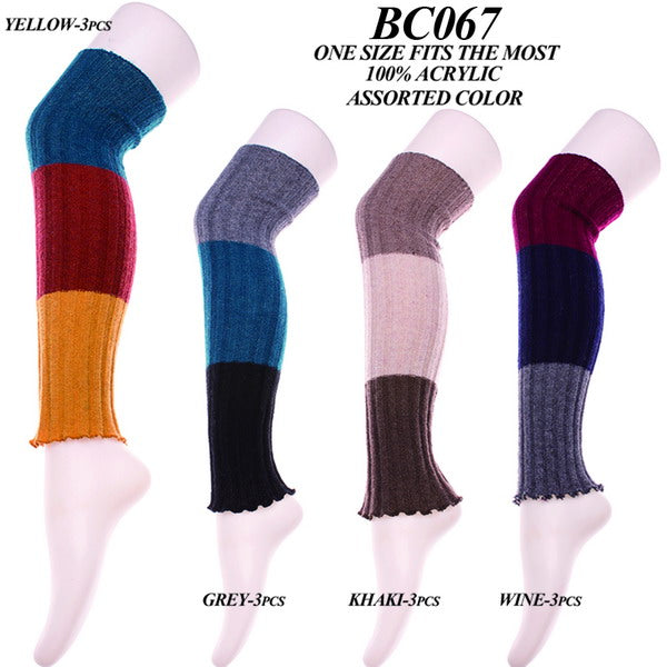 BC067 - One Dozen Cable Knitted Mixed Color Boot Cuff with Tassel