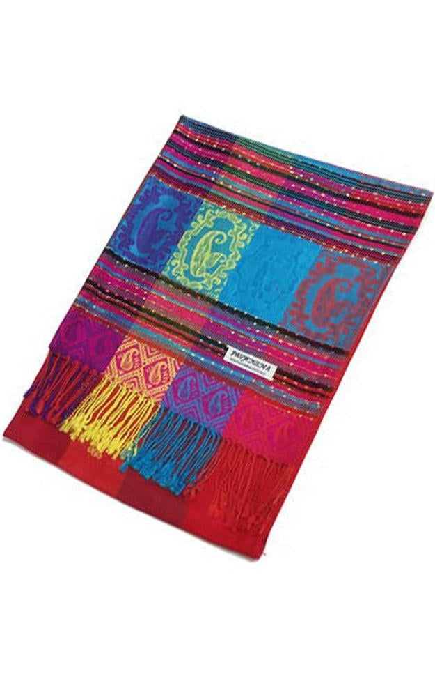 056_1 - One Piece Red Rainbow Pashmina Shawl Scarf