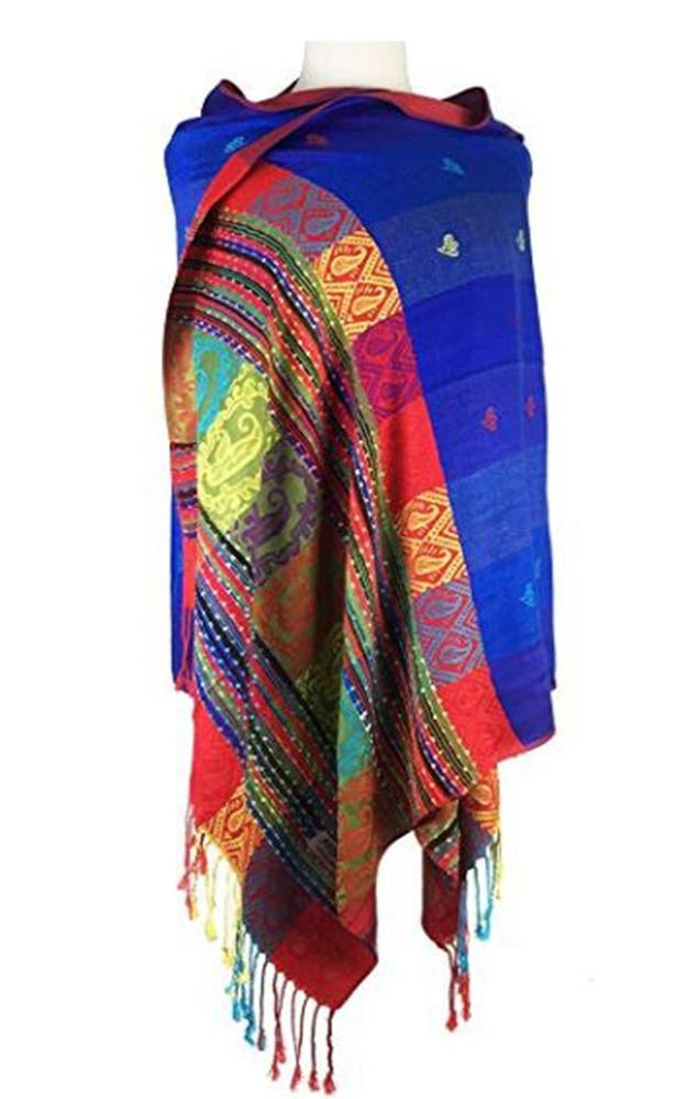 056_2 - One Piece Blue Rainbow Pashmina Shawl Scarf