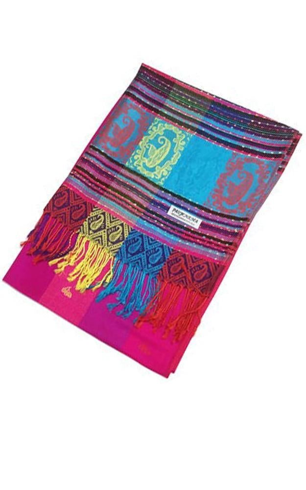 056_3 - One Piece Hot Pink Rainbow Pashmina Shawl Scarf