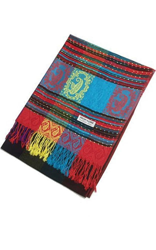 056_9 - One Piece Black Rainbow Pashmina Shawl Scarf