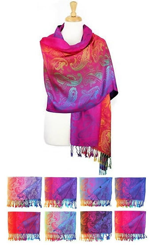 DB061 - One Dozen Rainbow Pashmina Shawl Scarf