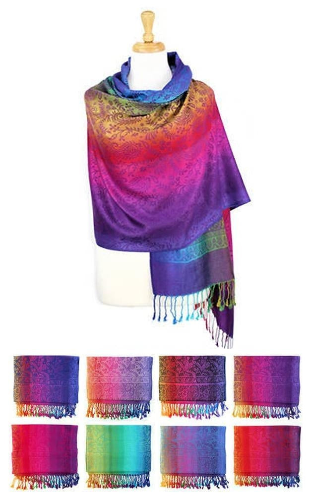 DB064 - One Dozen Rainbow Pashmina Shawl Scarf
