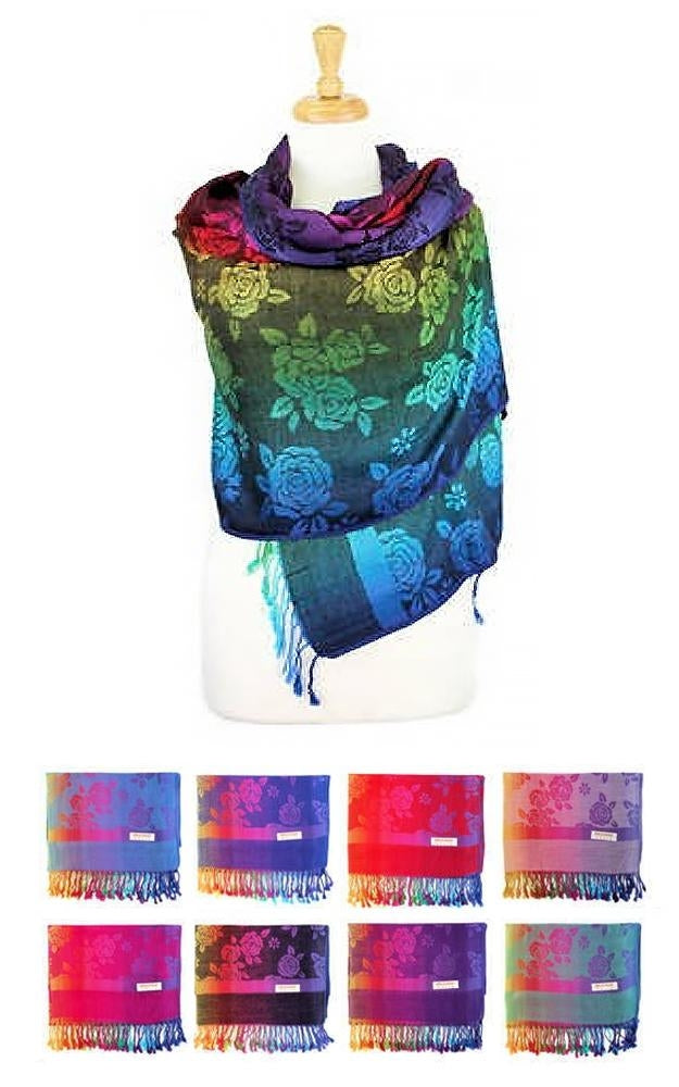 DB066 - One Dozen Rainbow Pashmina Shawl Scarf