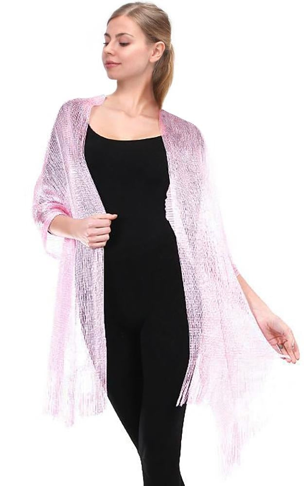 M8_Pink - One Piece pink Solid Party Shawl