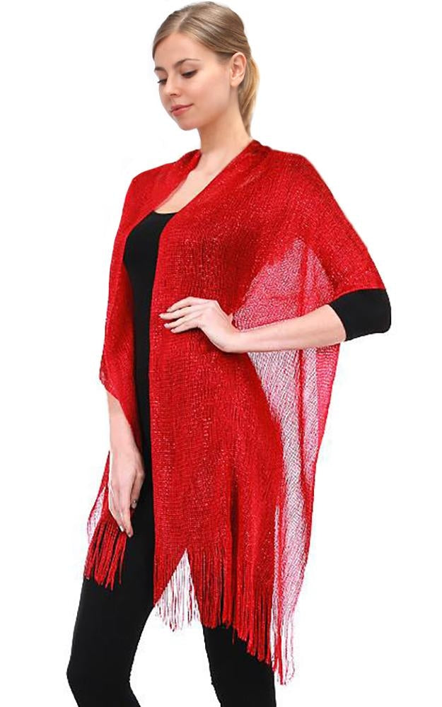 M8_Red - One Piece Red Solid Party Shawl