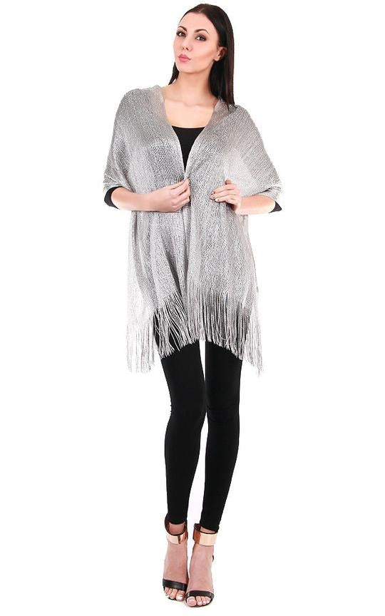 M8_Grey - One Piece Grey Solid Party Shawl