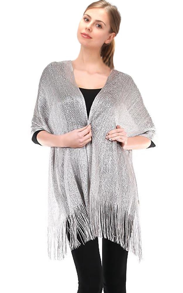 M8_Grey - One Piece Grey Solid Party Shawl