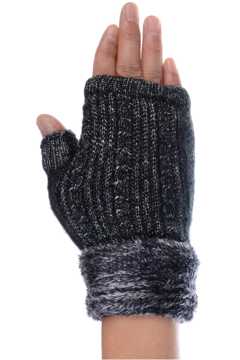 G5239 - One Dozen Ladies Knit Metallic Lining Hand-warmer Gloves