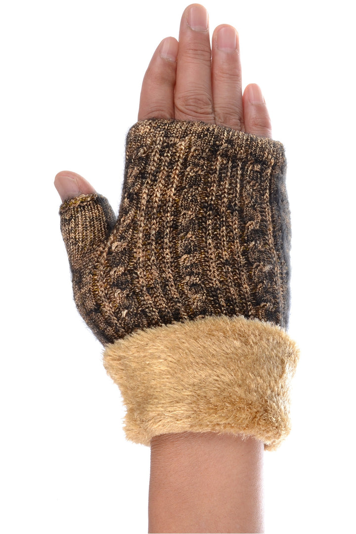 G5239 - One Dozen Ladies Knit Metallic Lining Hand-warmer Gloves