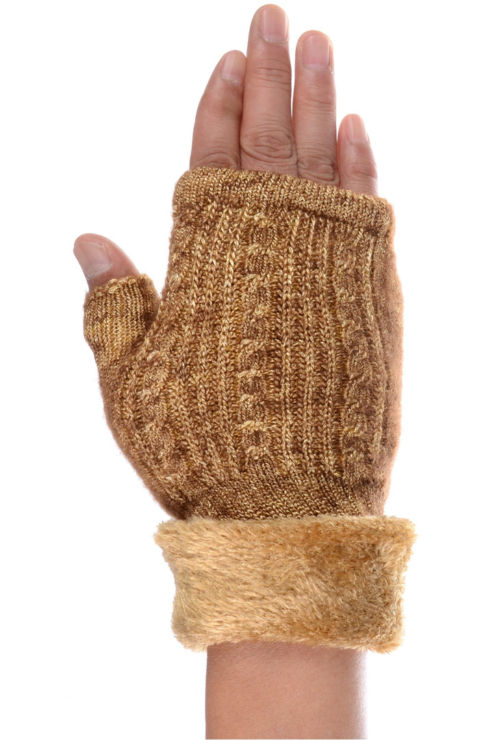 G5239 - One Dozen Ladies Knit Metallic Lining Hand-warmer Gloves